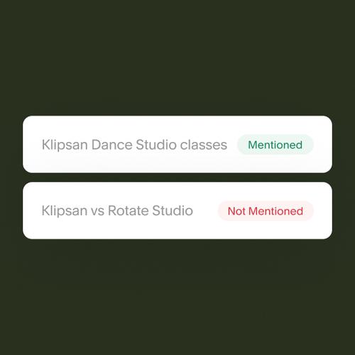 Views of a site scanner tool analyzing a website for LLM mentions and displaying results with recommendations for improvement.
