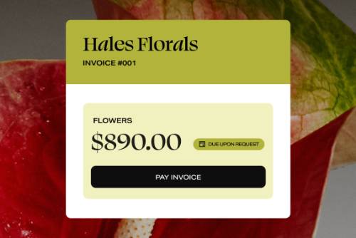 A sample invoice for a floral business