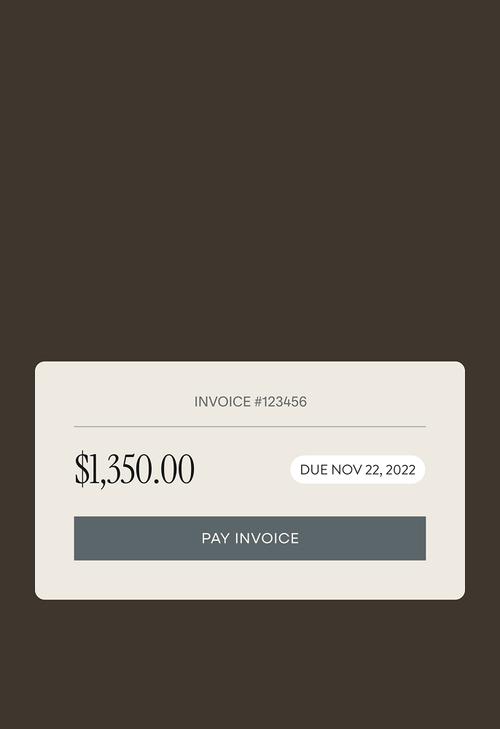Branded invoice sent to a client detailing an upcoming payment for past consulting services.