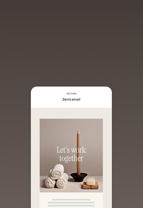 Squarespace email campaigns asking prospective clients to inquire about services for hire.